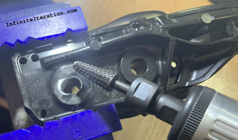 Grinding out rear roof-rack casting hole