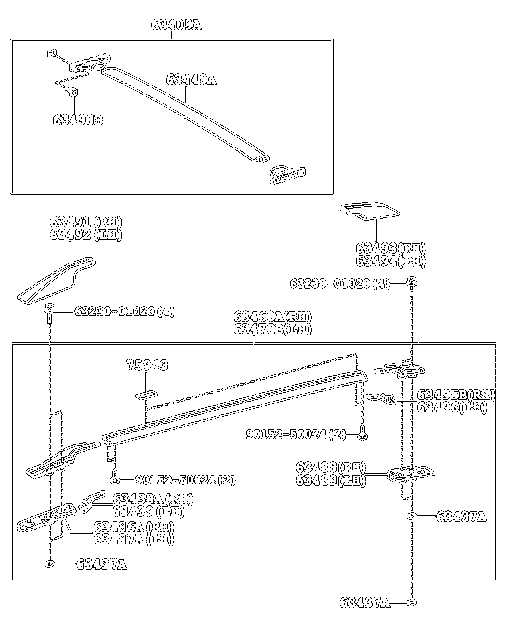 Illustrated parts breakdown of Rav4 roof rack